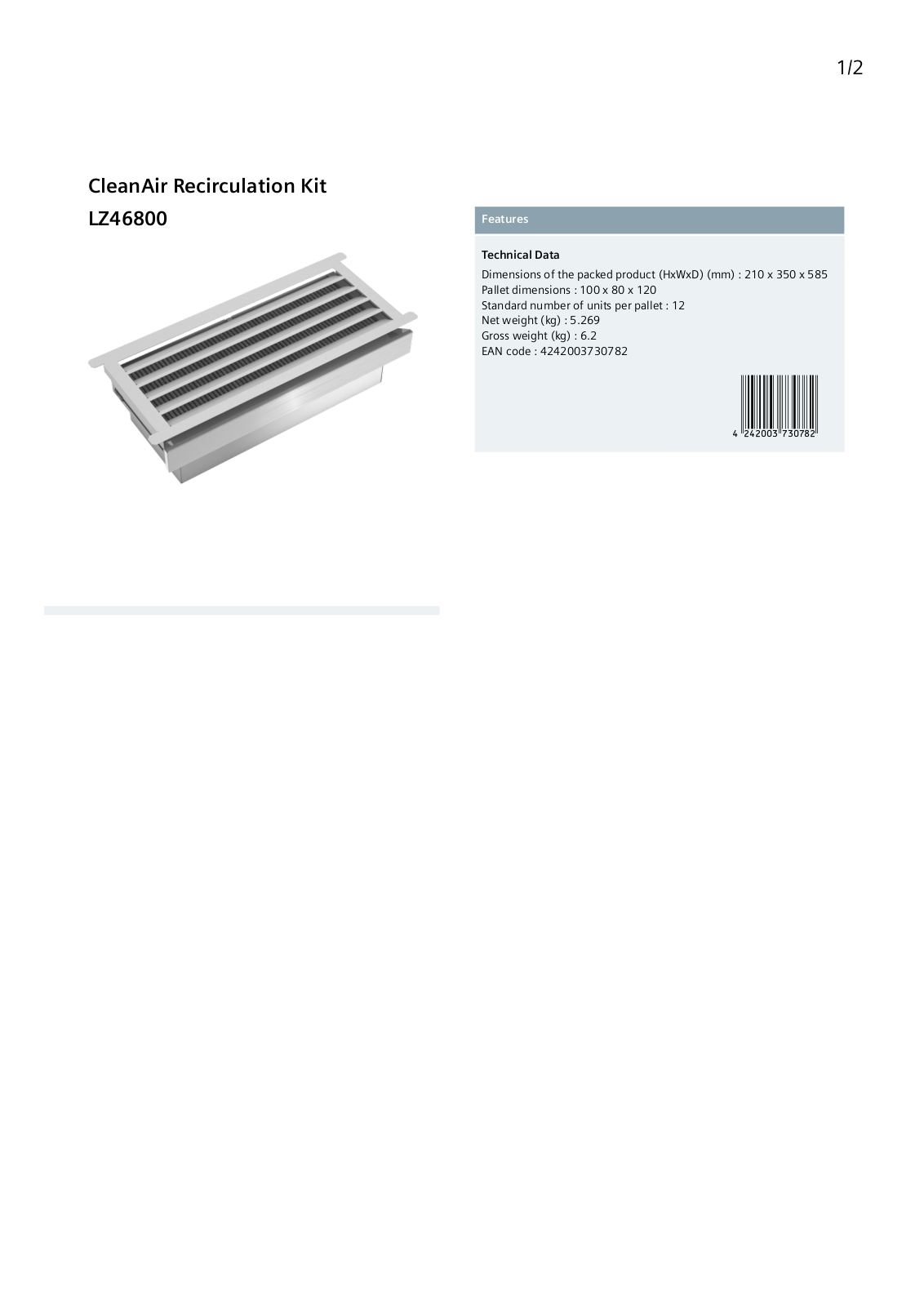 Siemens LZ46800 Specifications Sheet