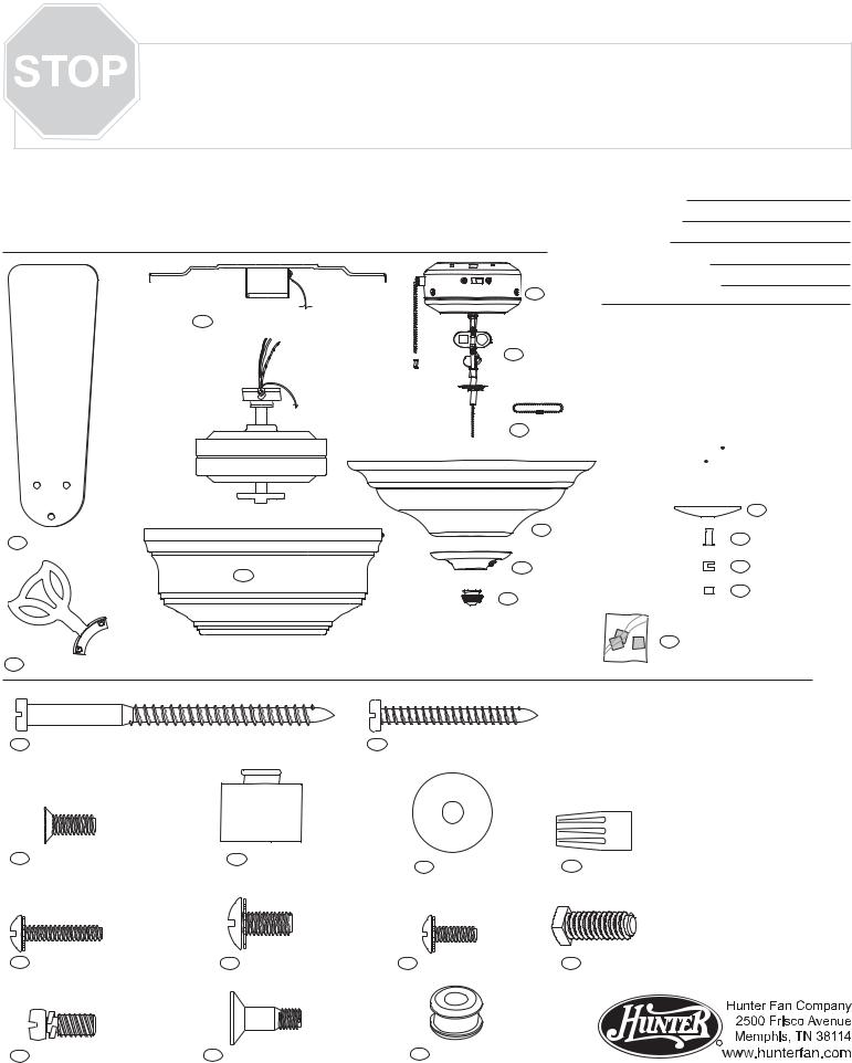 Hunter 20773 Parts Guide