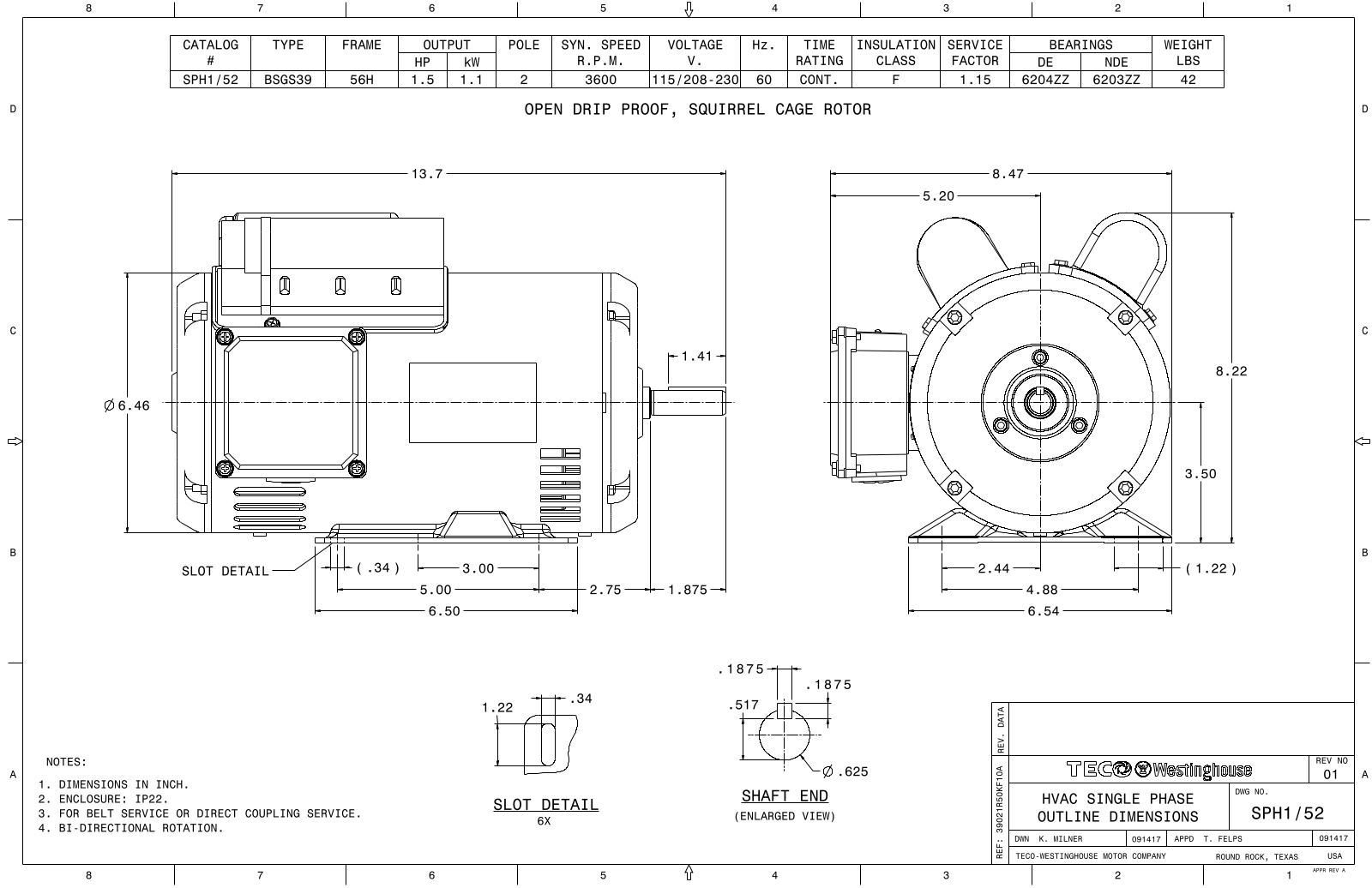 Teco SPH1/52 Reference Drawing