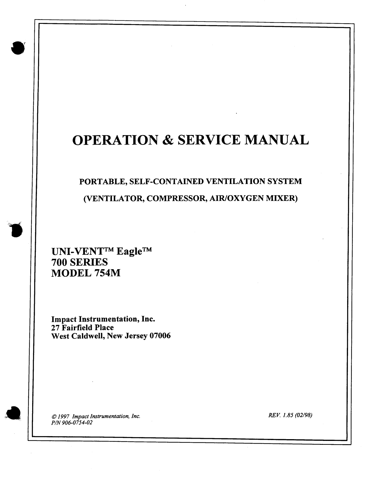 Impact Instrumentation 754M Service manual