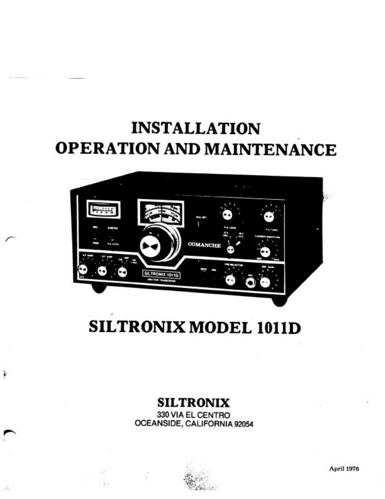 SILTRONIC 1011 User Manual