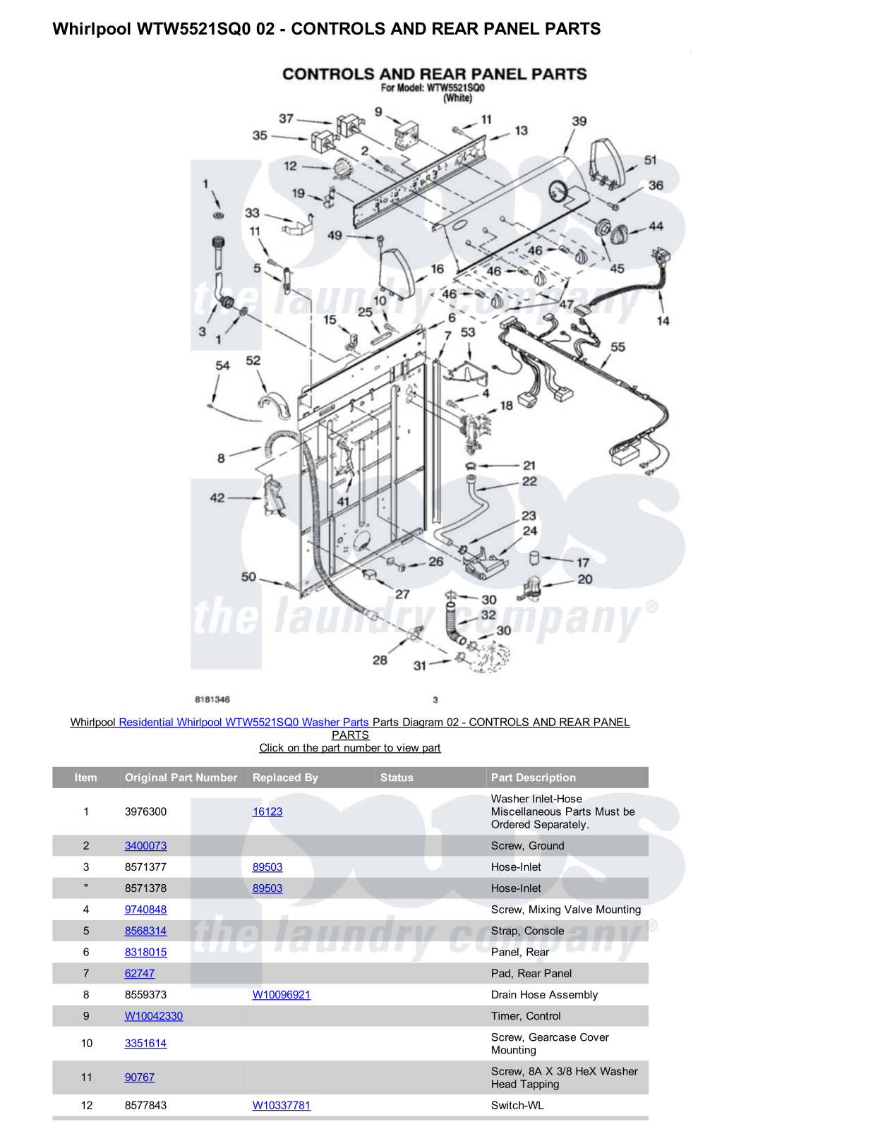 Whirlpool WTW5521SQ0 Parts Diagram