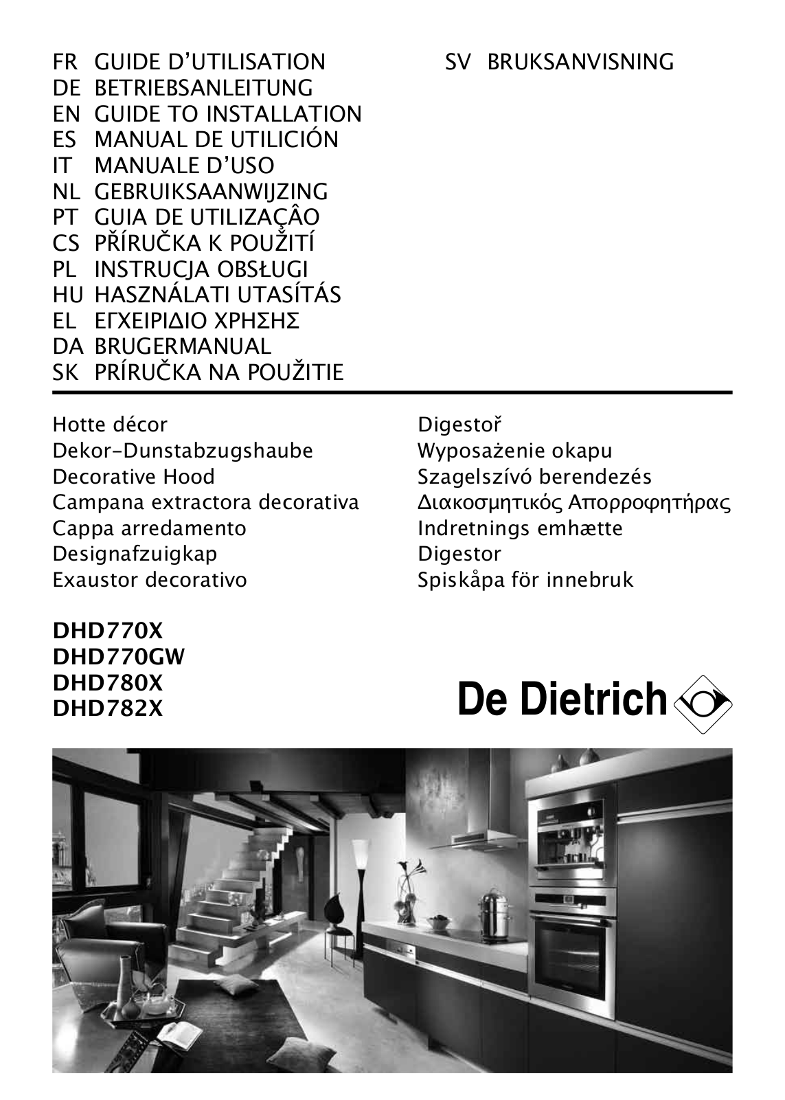 De dietrich DHD770X, DHD770GW, DHD780X, DHD782X Installation Manual