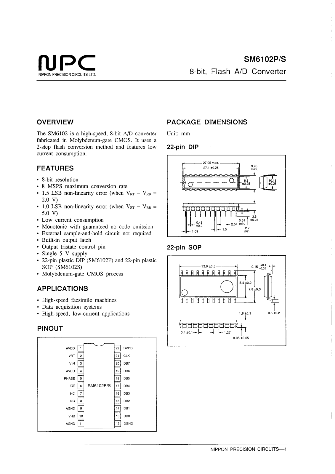 NPC SM6102P, SM6102S Datasheet