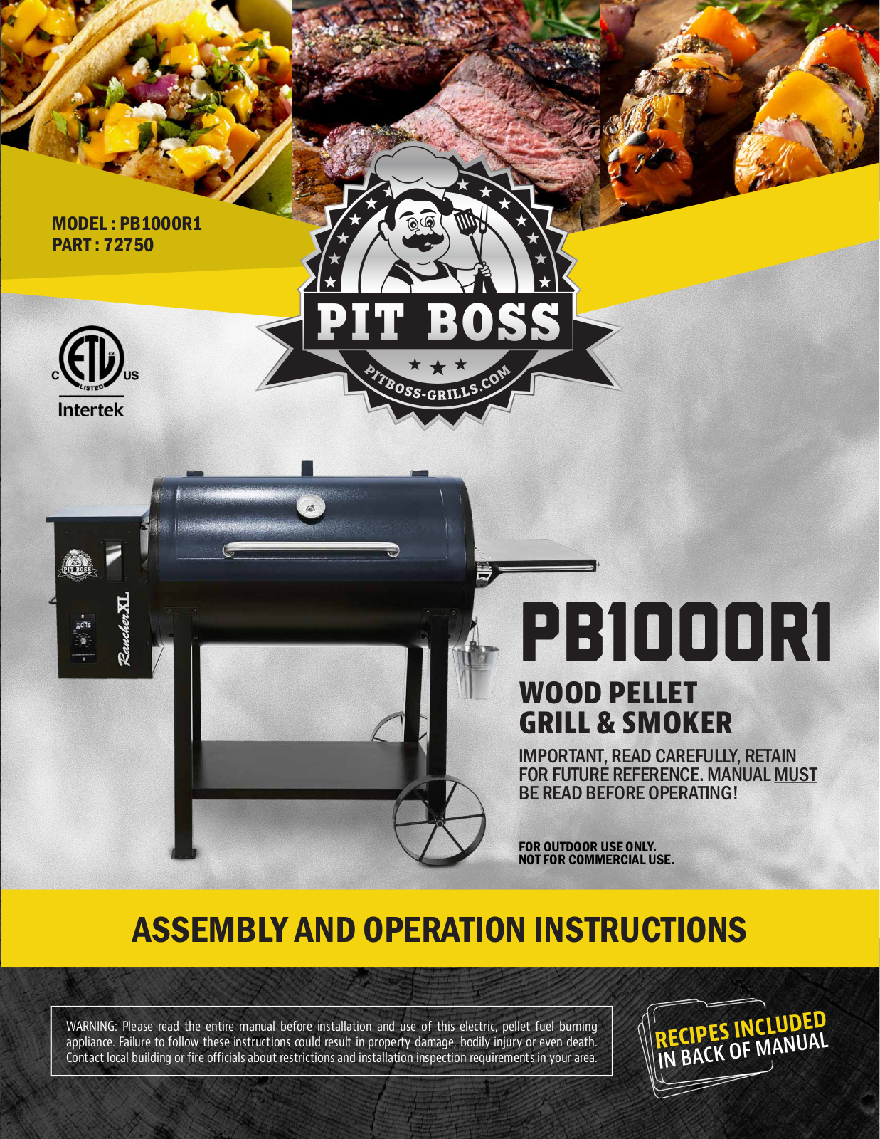 Pit boss PB1000R1 User Manual