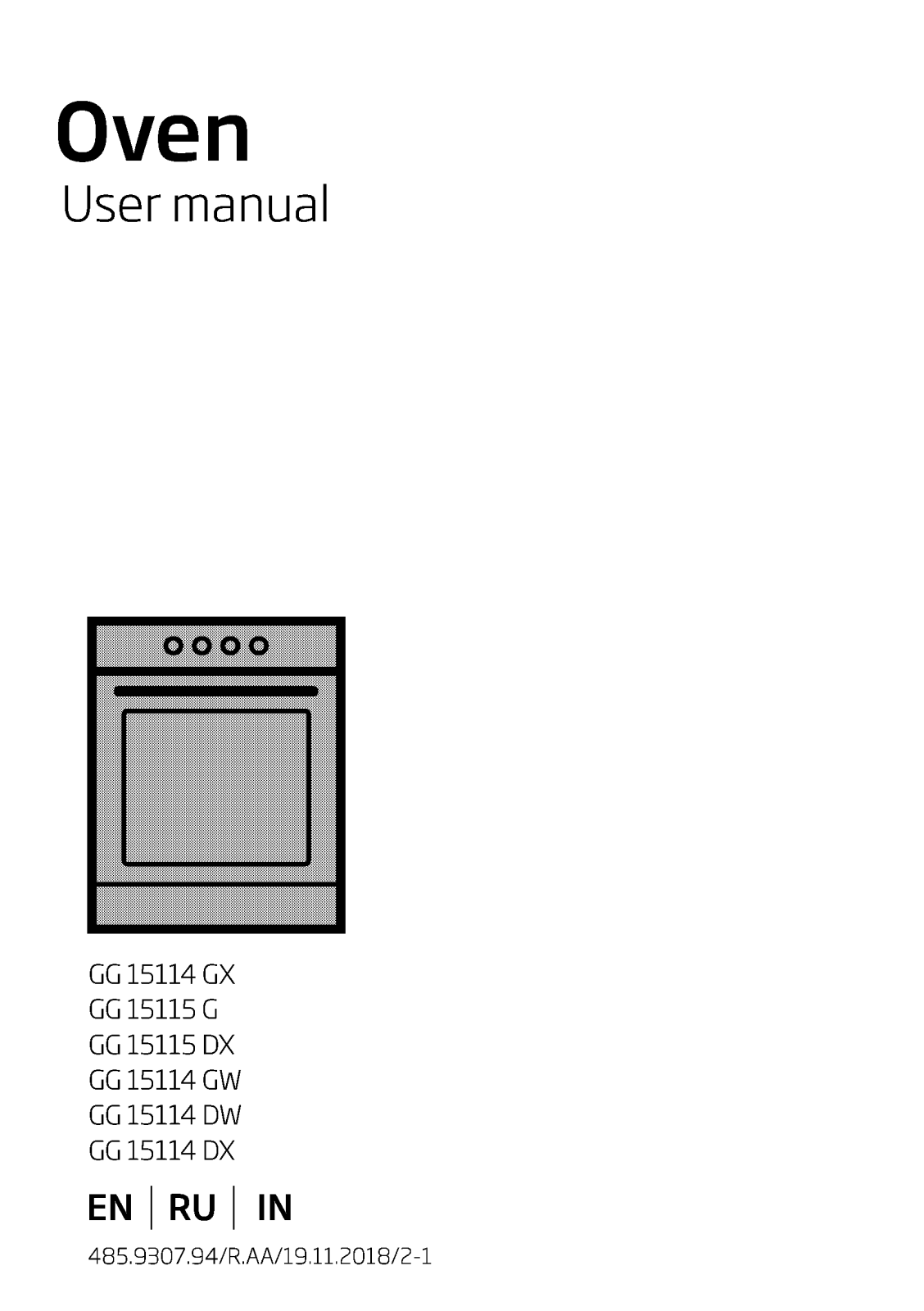 Beko GG15114GX, GG15115G, GG15115DX, GG15114GW, GG15114DW User manual