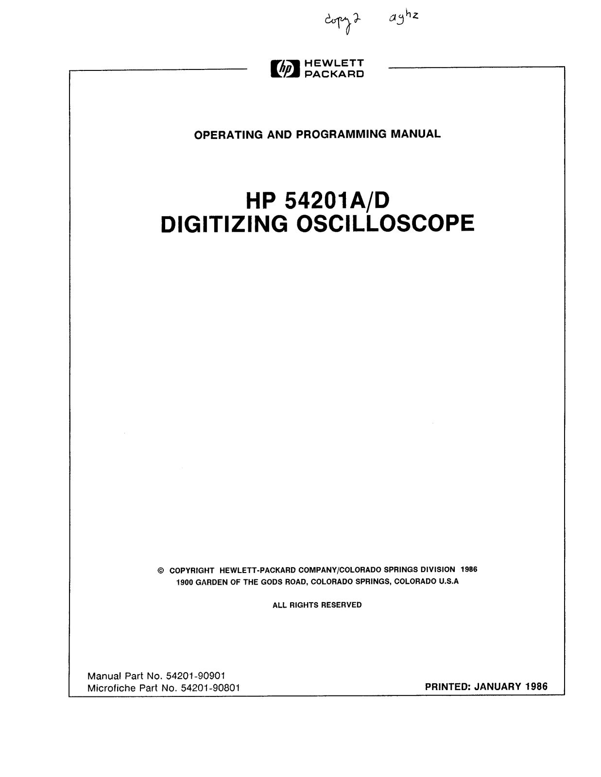 HP 54201D User Manual