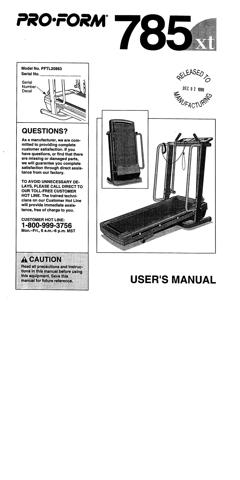 ProForm PFTL20863, PFTL20864 User Manual