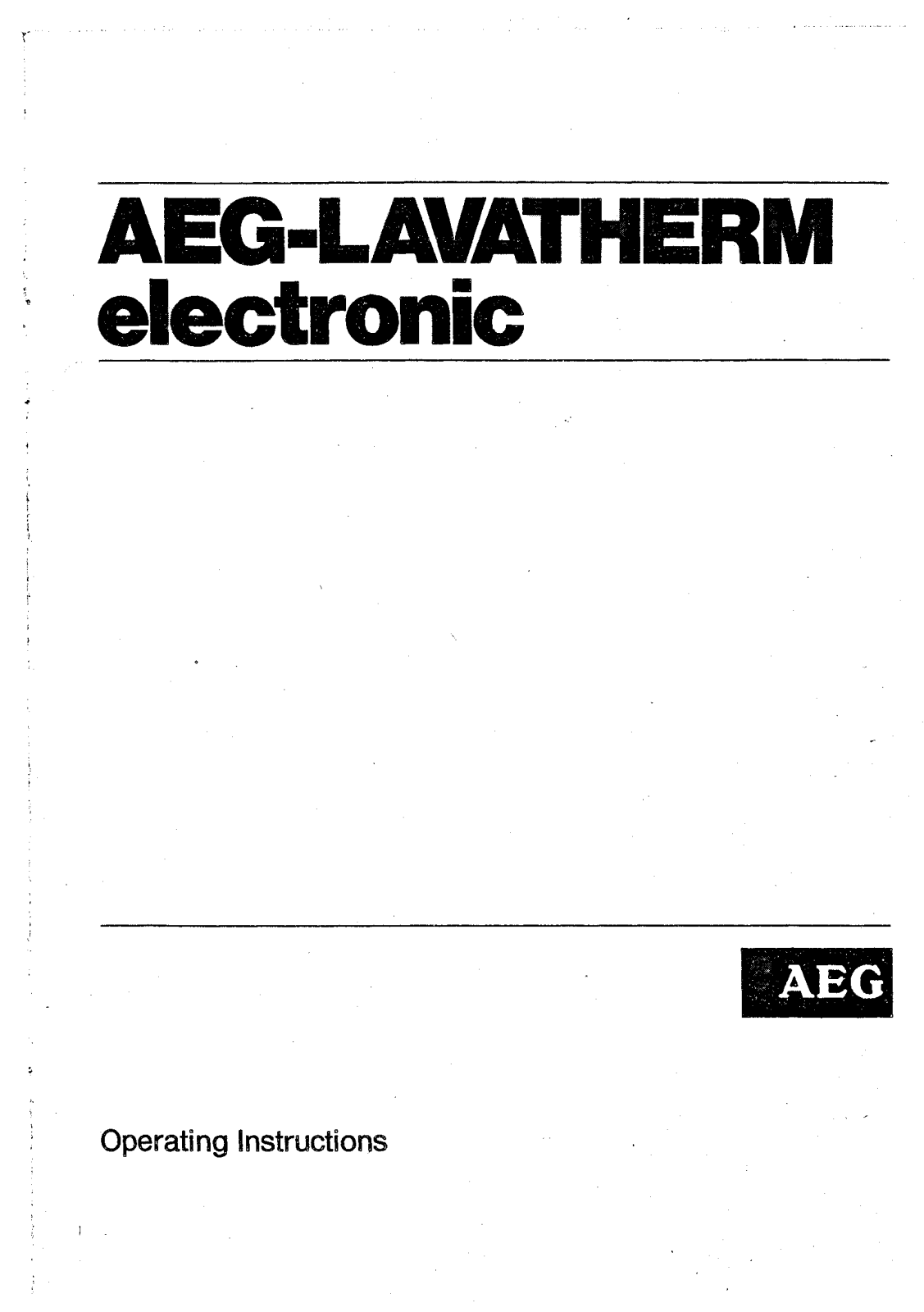 AEG Lavatherm Electronic User Manual