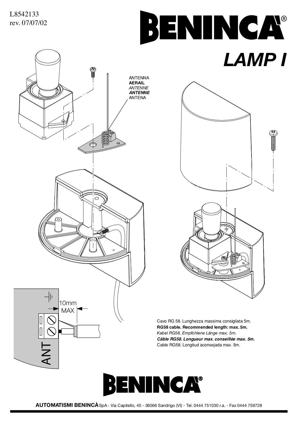 Beninca Lampi User Manual