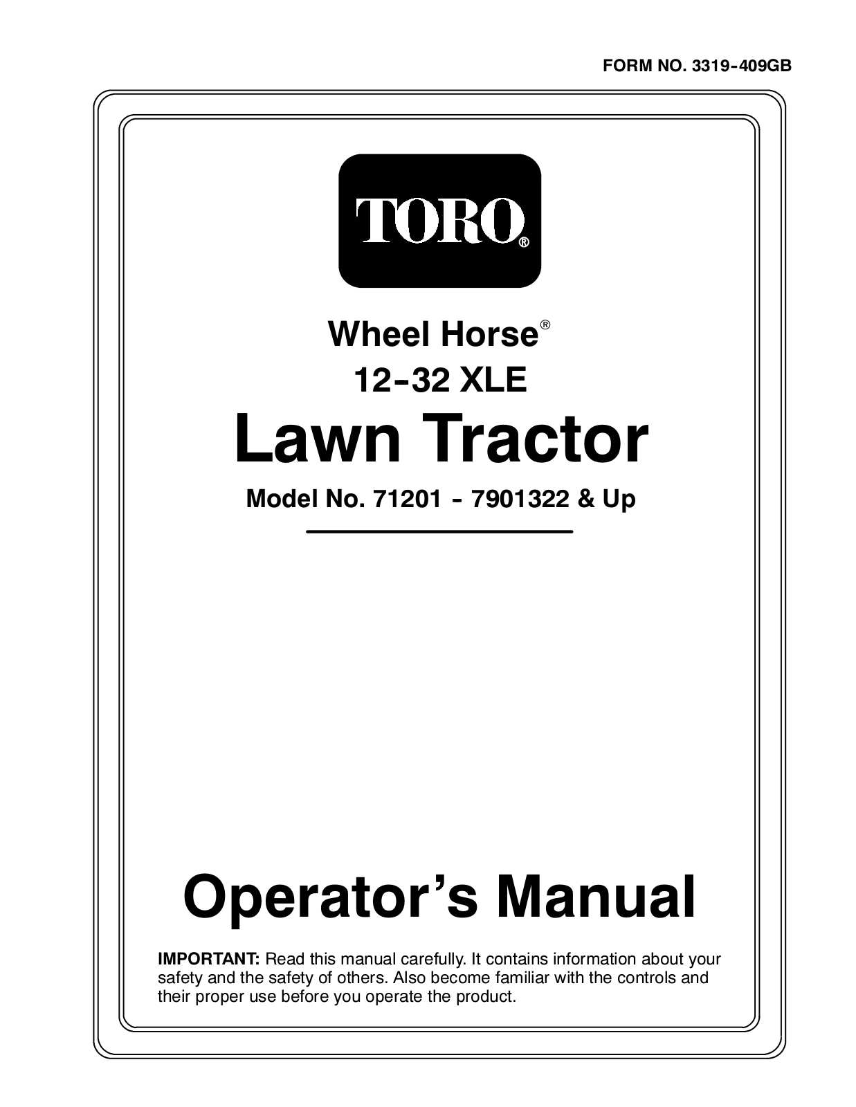 Toro 71201 Operator's Manual