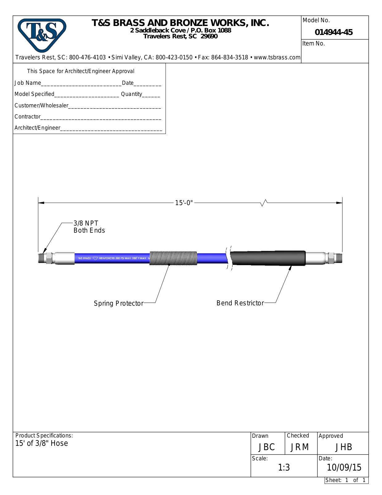 T&S Brass Manuals 014944-45 User Manual