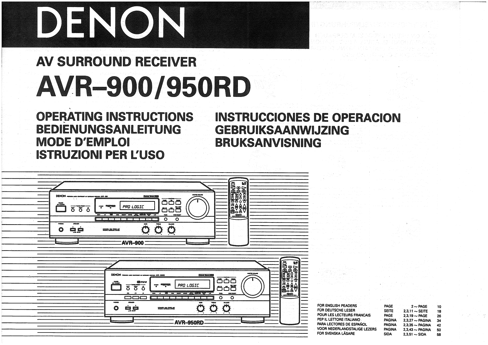 Denon AVR-900 Owner's Manual