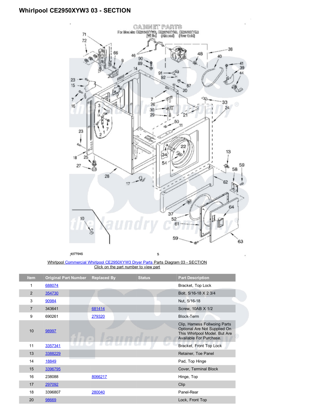 Whirlpool CE2950XYW3 Parts Diagram