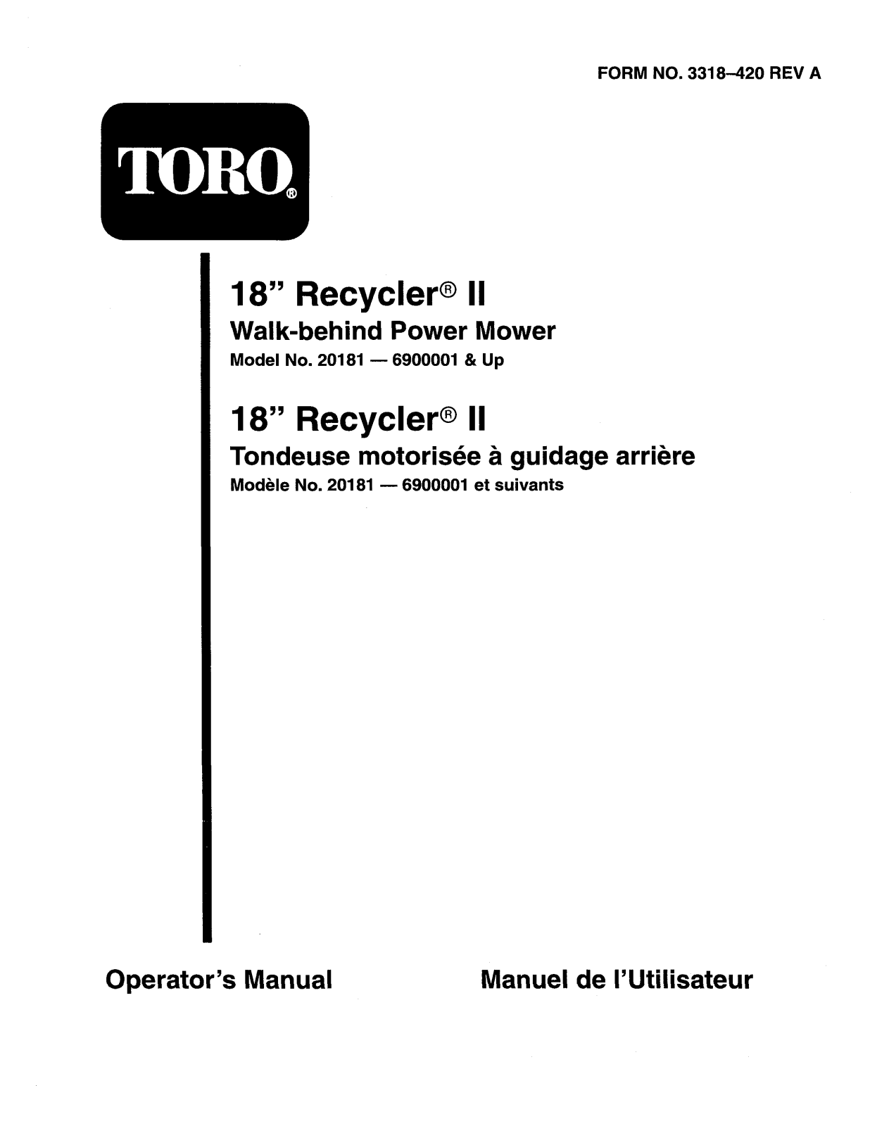 Toro 20181 Operator's Manual