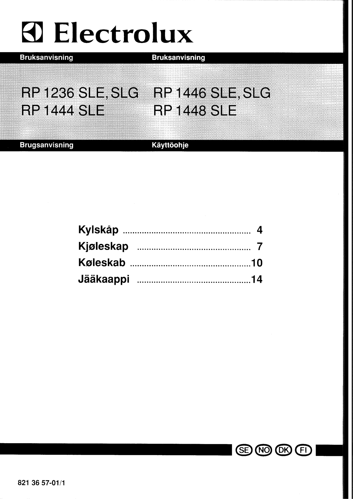 Elektro helios rp 1236 sle, rp 1236 slg. rp 1444 sle, rp 1446 sle, rp 1446 slg, rp 1448 sle User Manual