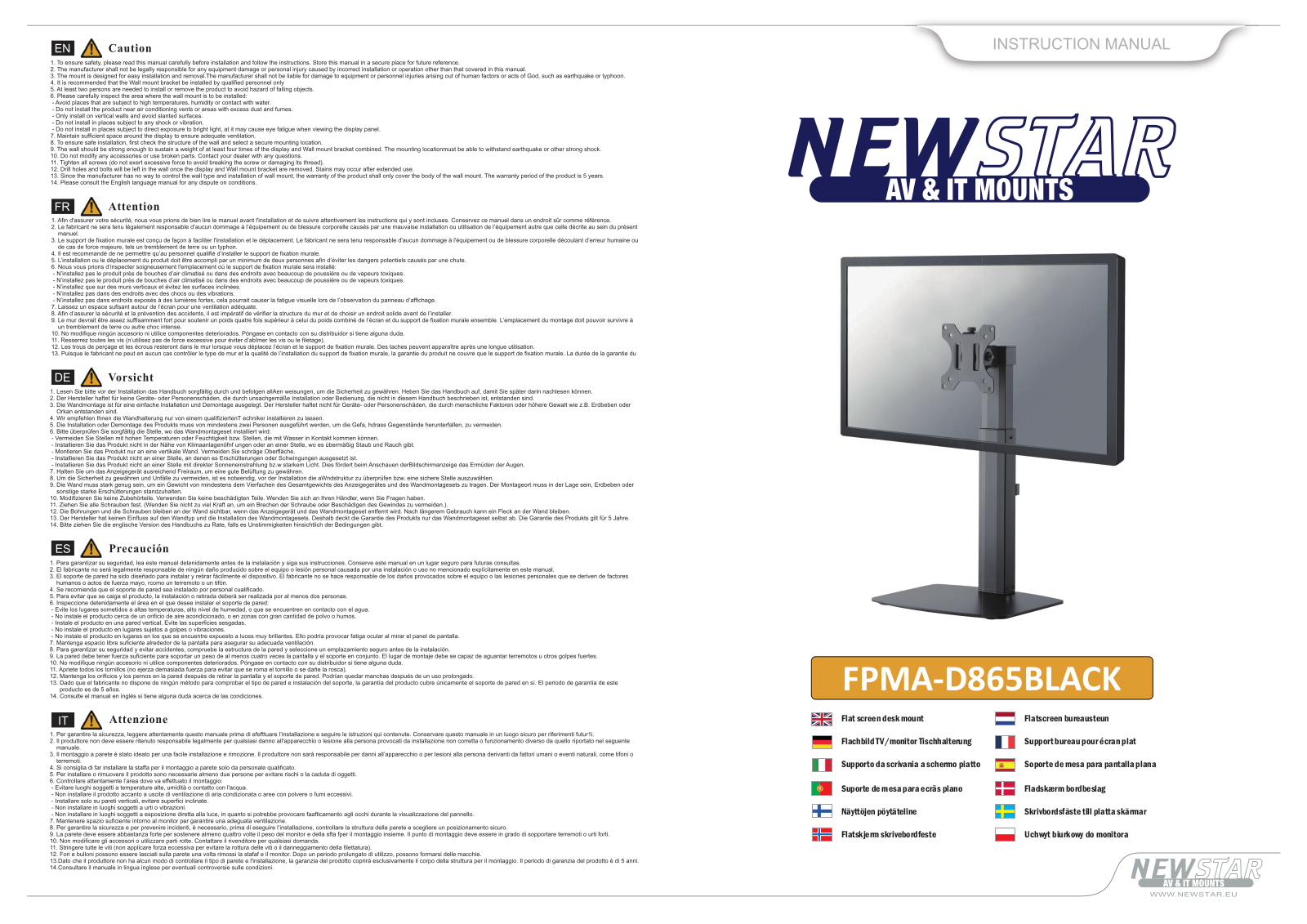 Newstar FPMA-D865BLACK User Manual