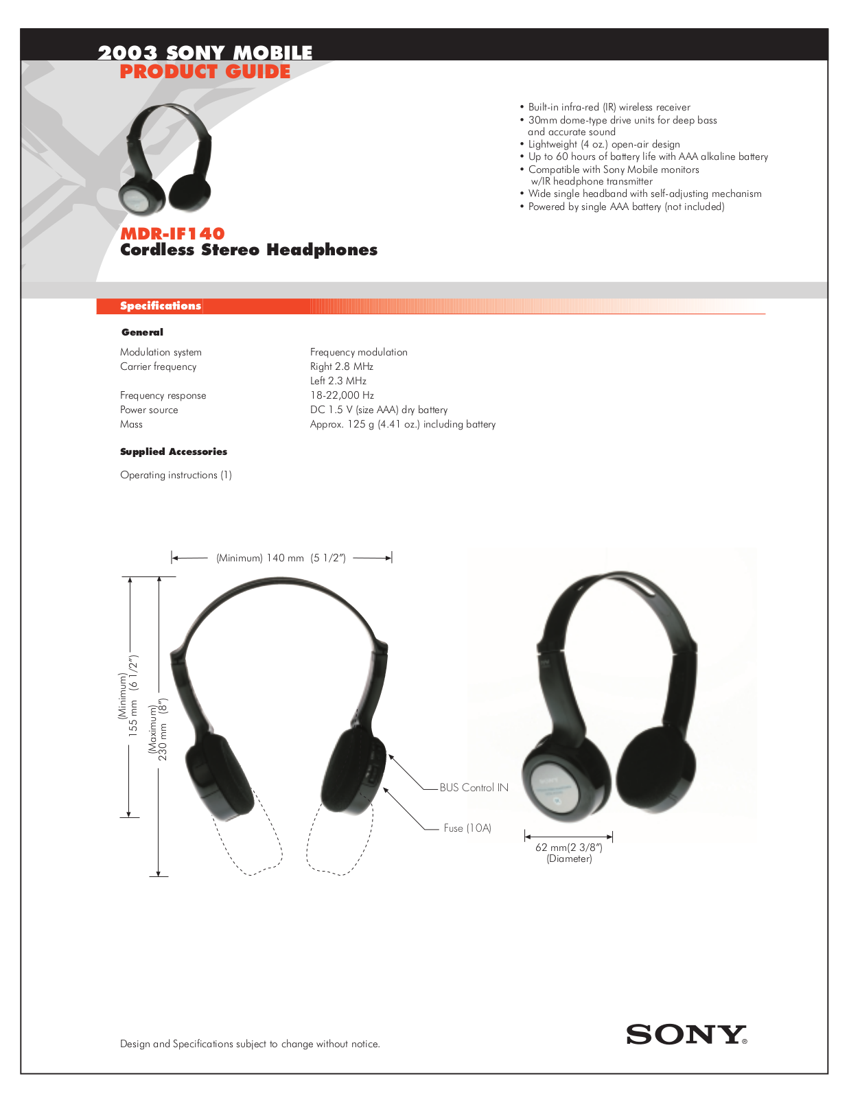 Sony MDR-IF140 BROCHURE