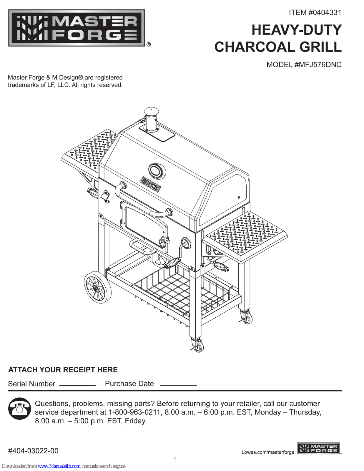 Master Forge Mfj576dnc Owner's Manual