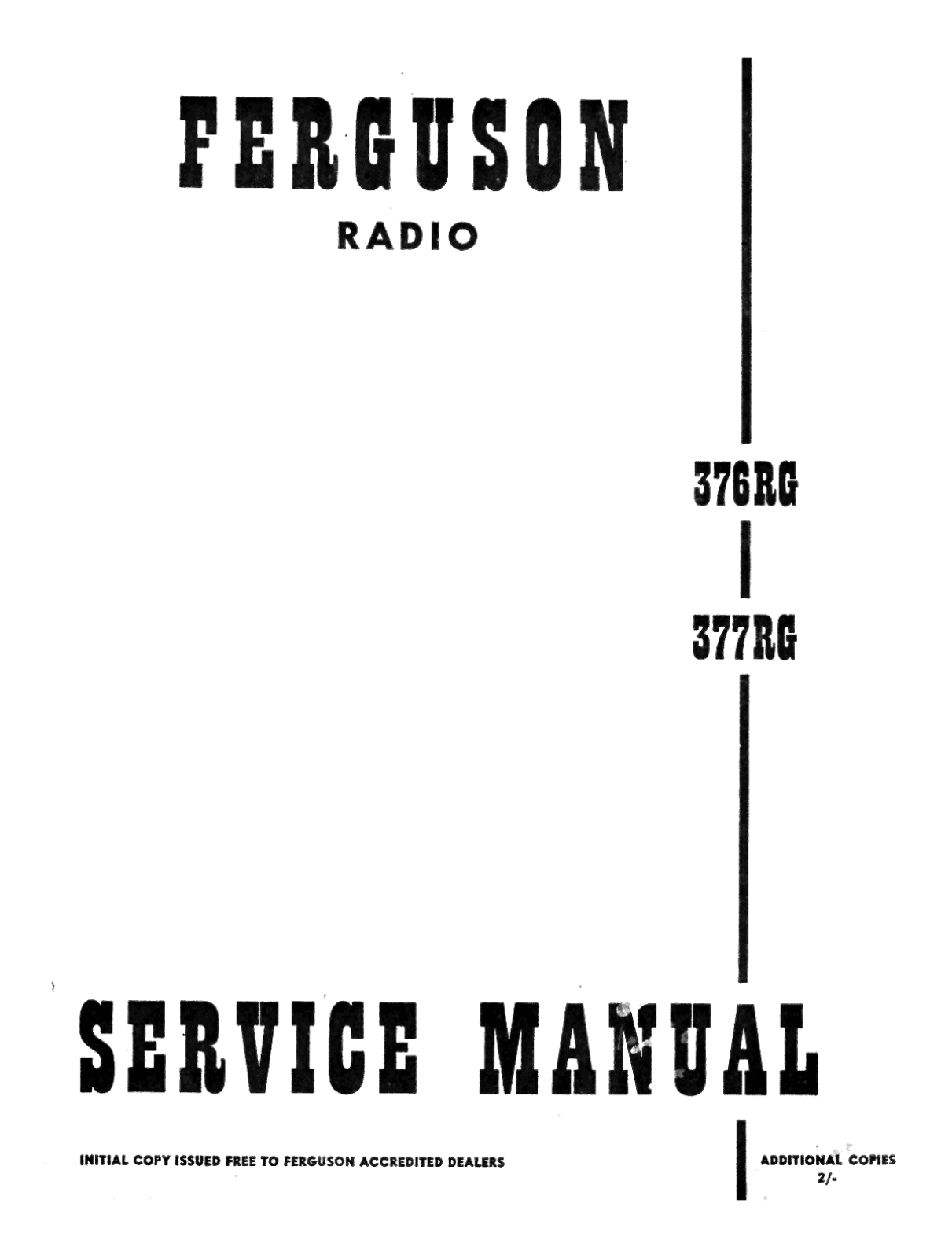 Ferguson 376-RG, 377-RG Service manual