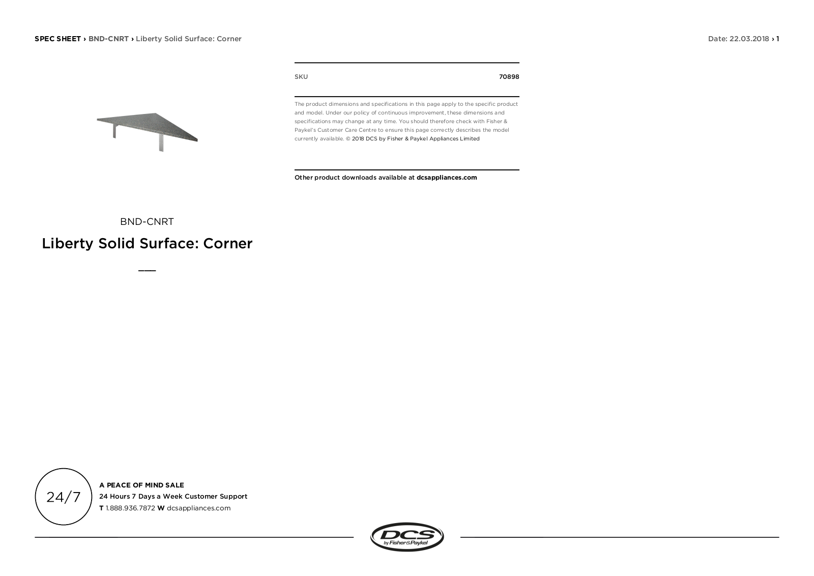 Dcs Outdoor BNDCNRT Quick reference guide