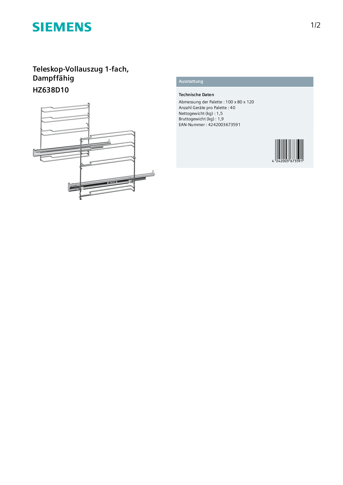 Siemens HZ638D10 User Manual