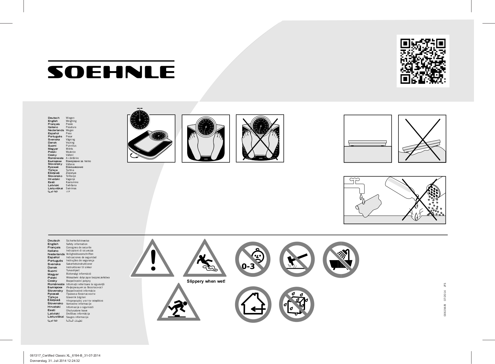 Soehnle Certified Classic XL User Manual