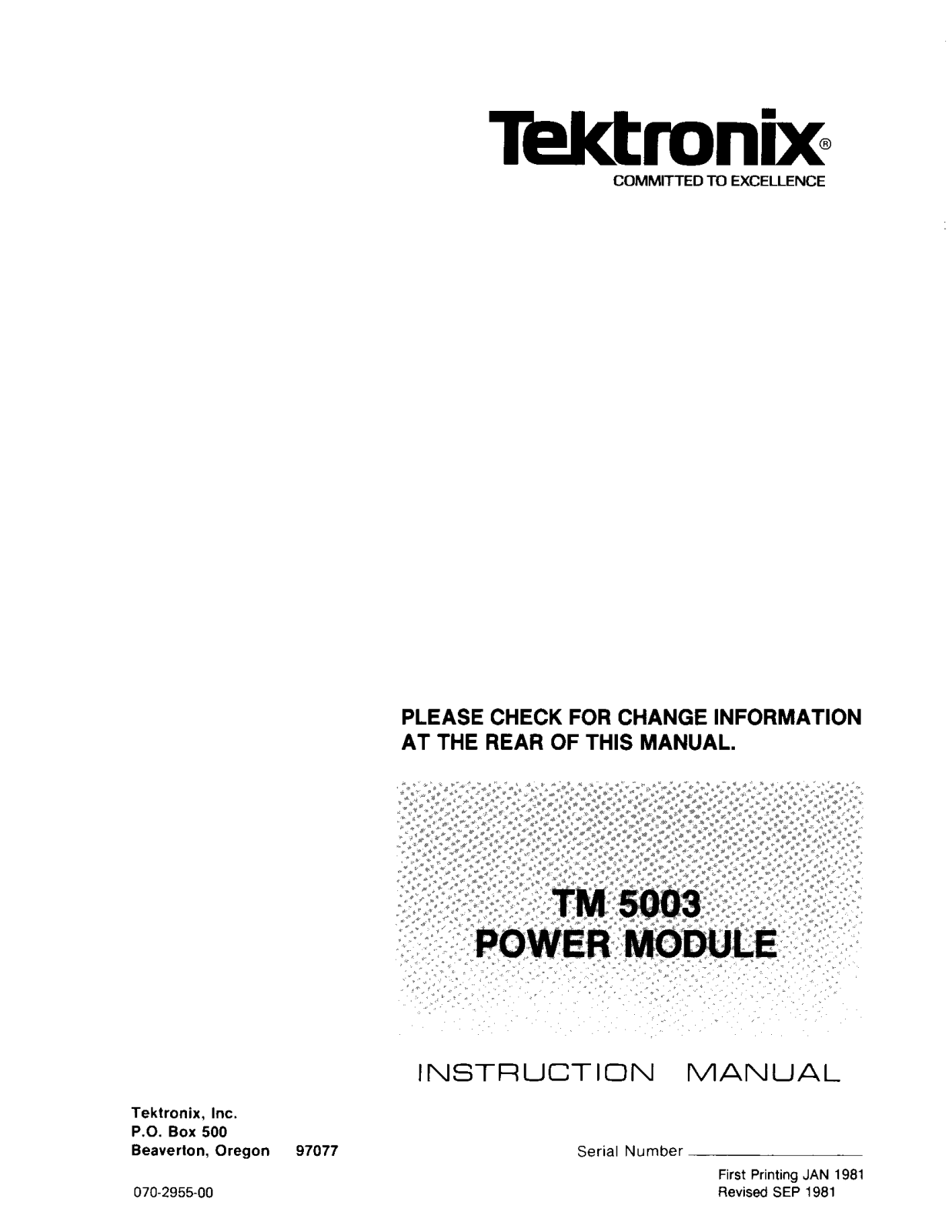 Tektronix TM 5003 Service manual