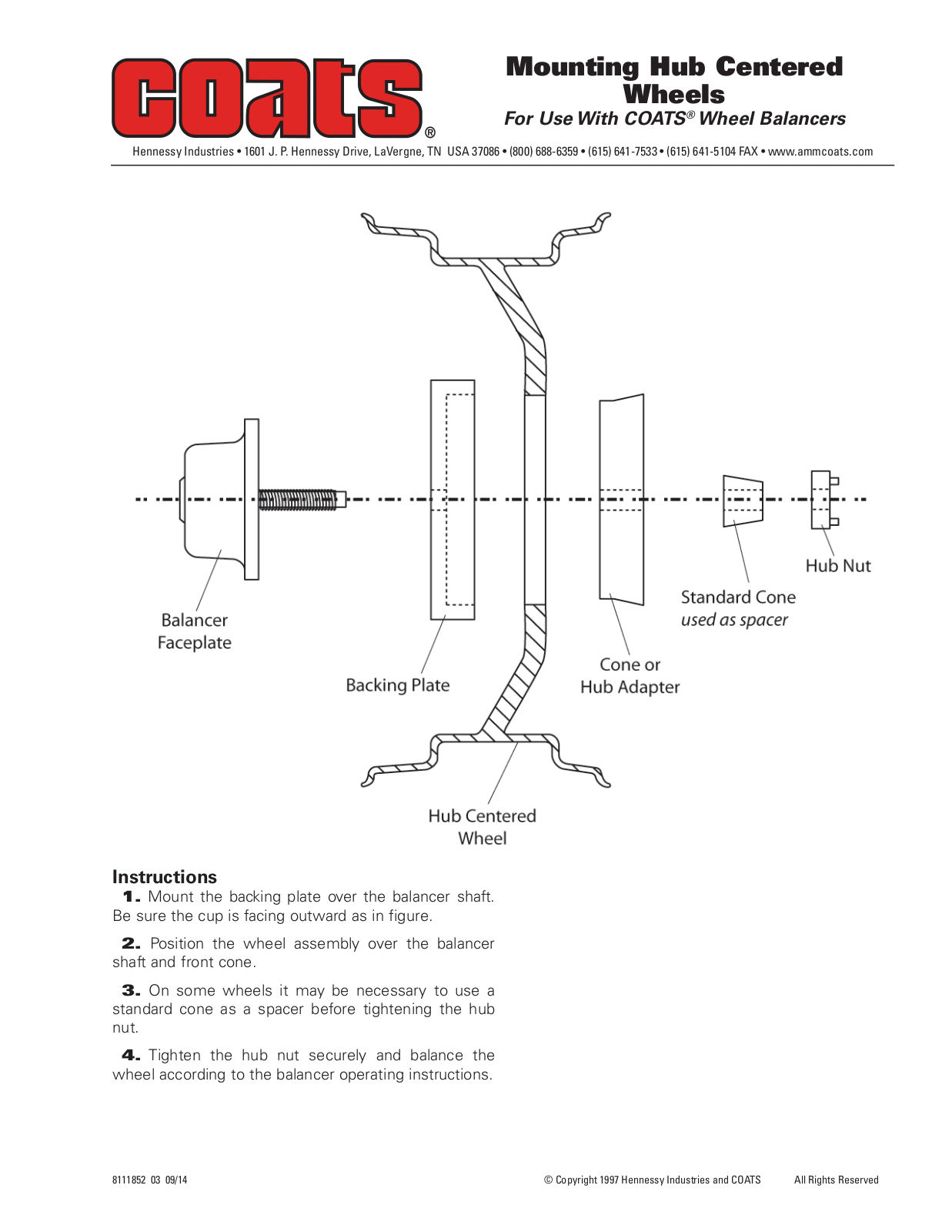 COATS Cone Mounting Hub Centered Wheels User Manual