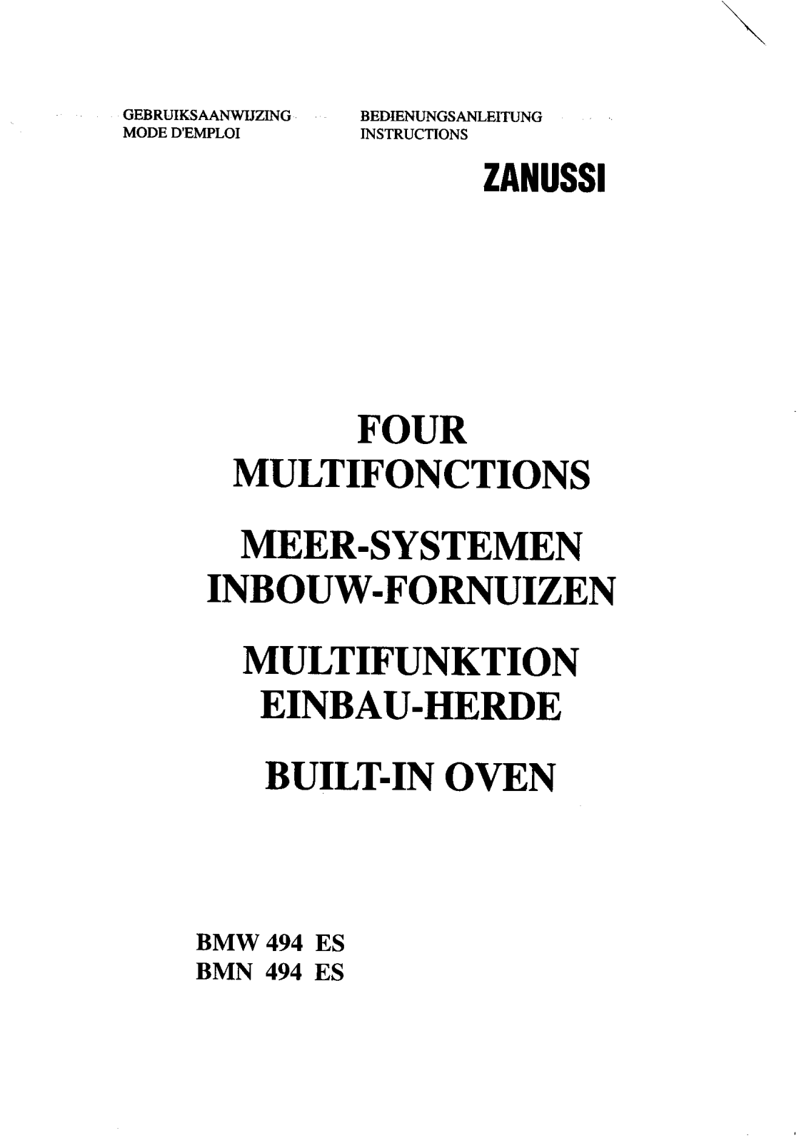 Zanussi BMW494ES, BMN494ES User Manual