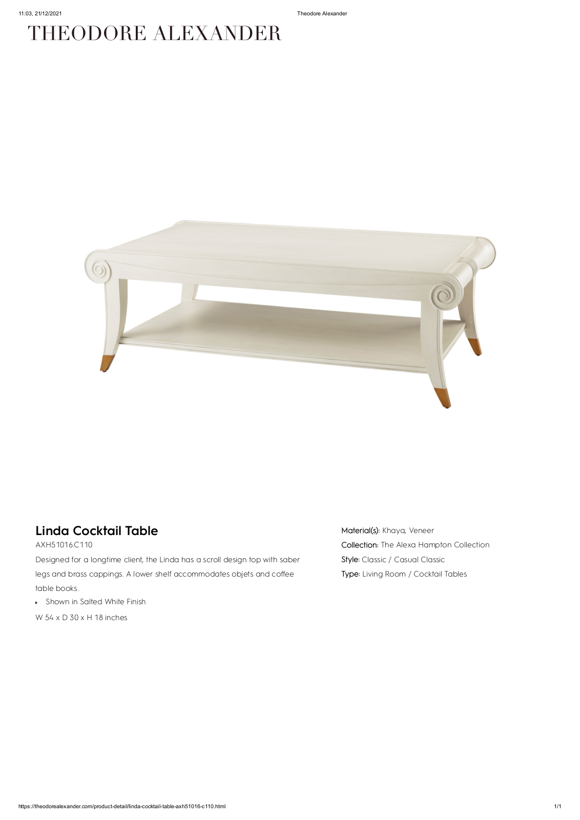 Theodore Alexander FPLJ3815 Specifications - ManualMachine.com