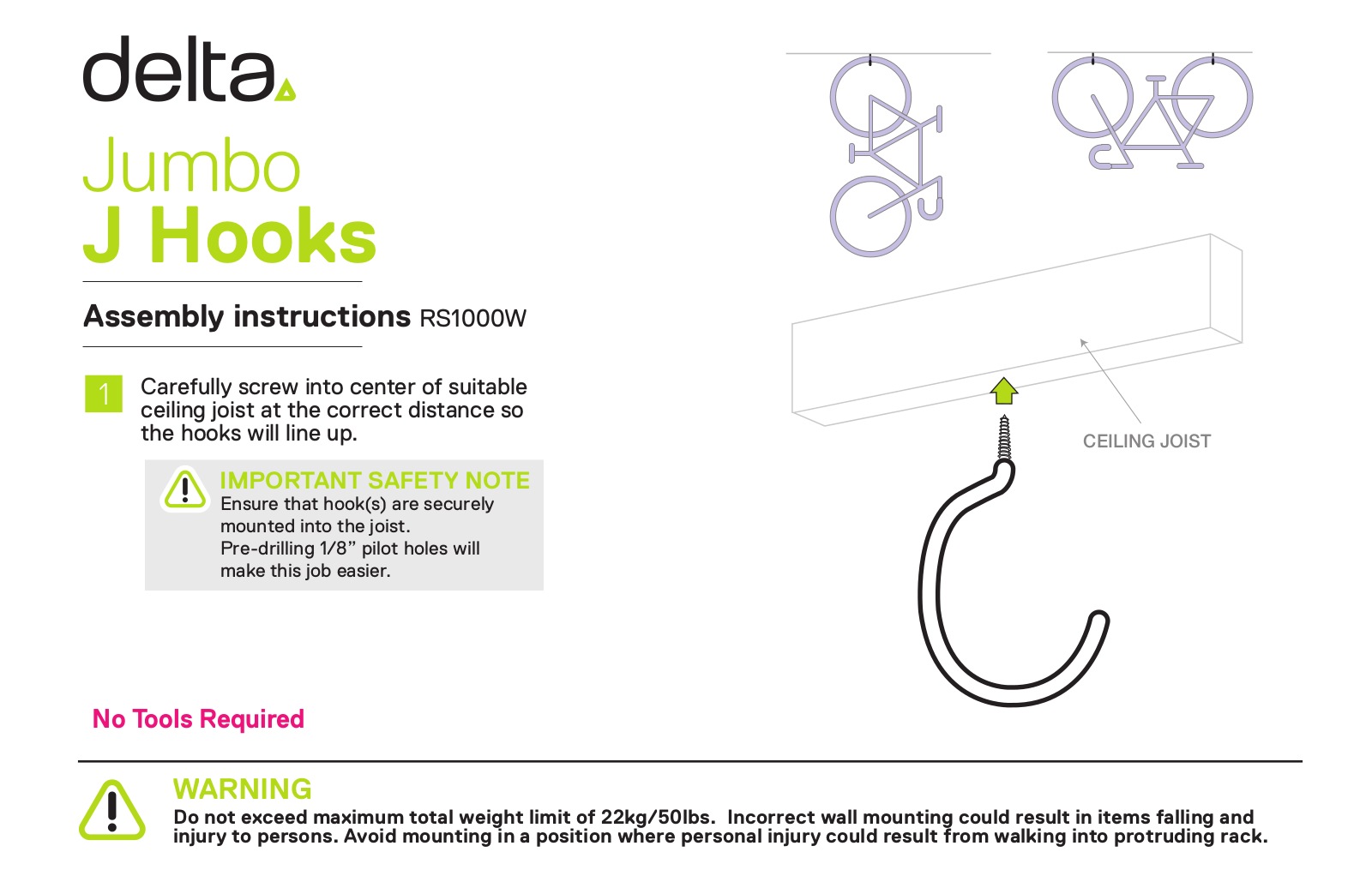 delta RS1000W Assembly instructions