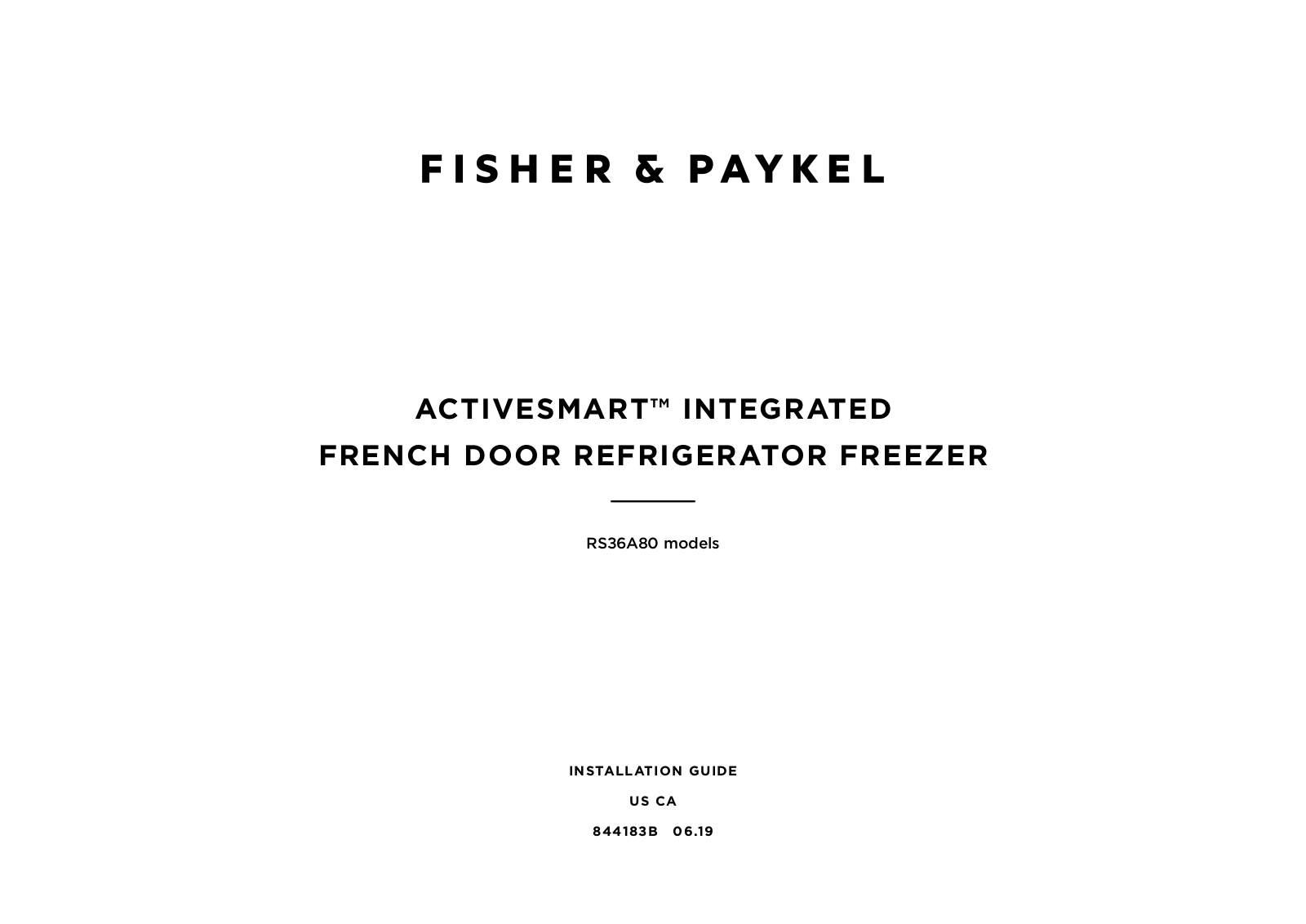 Fisher & Paykel FPRERADWRH1077 Installation manual