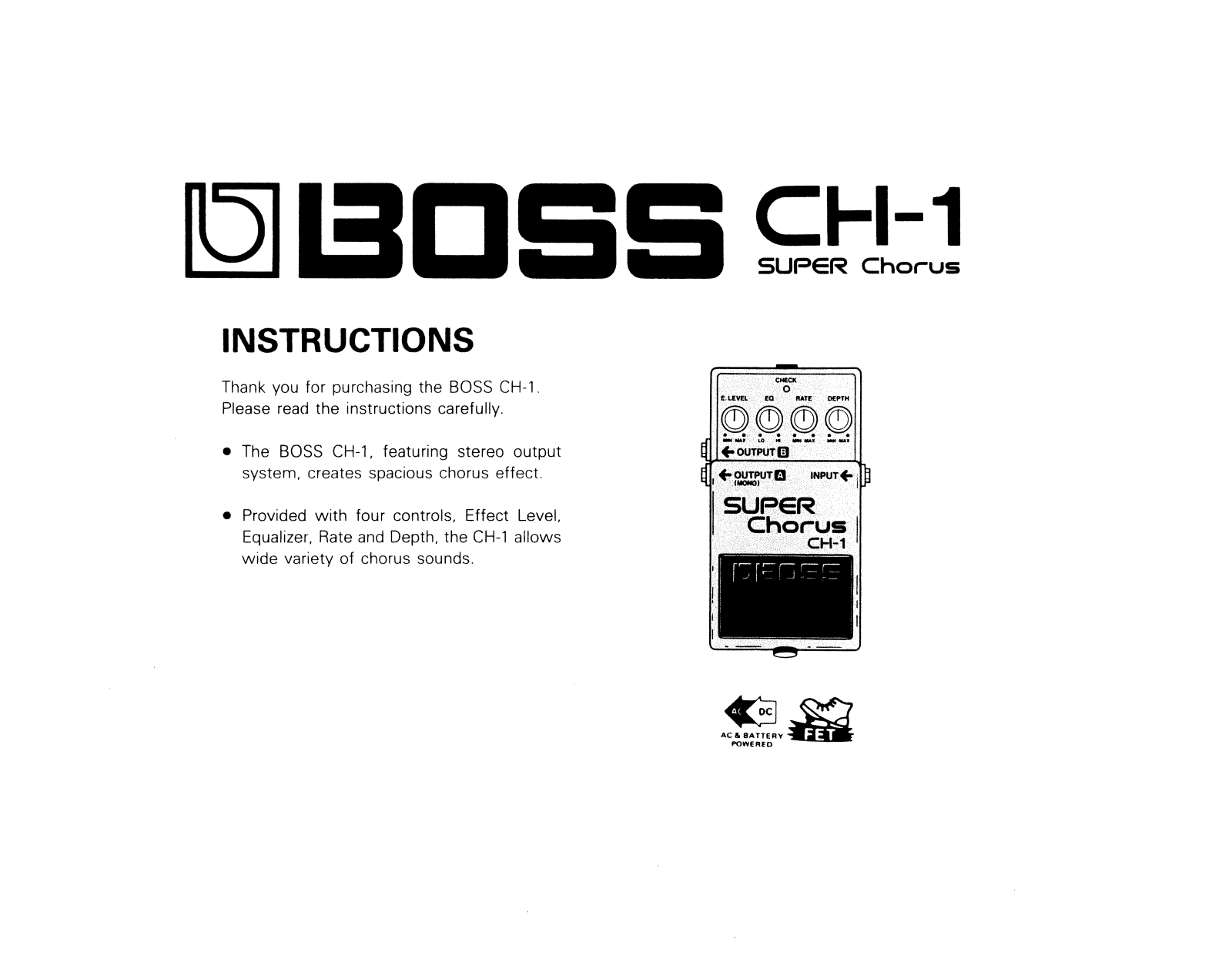 Roland Corporation CH-1 Owner's Manual