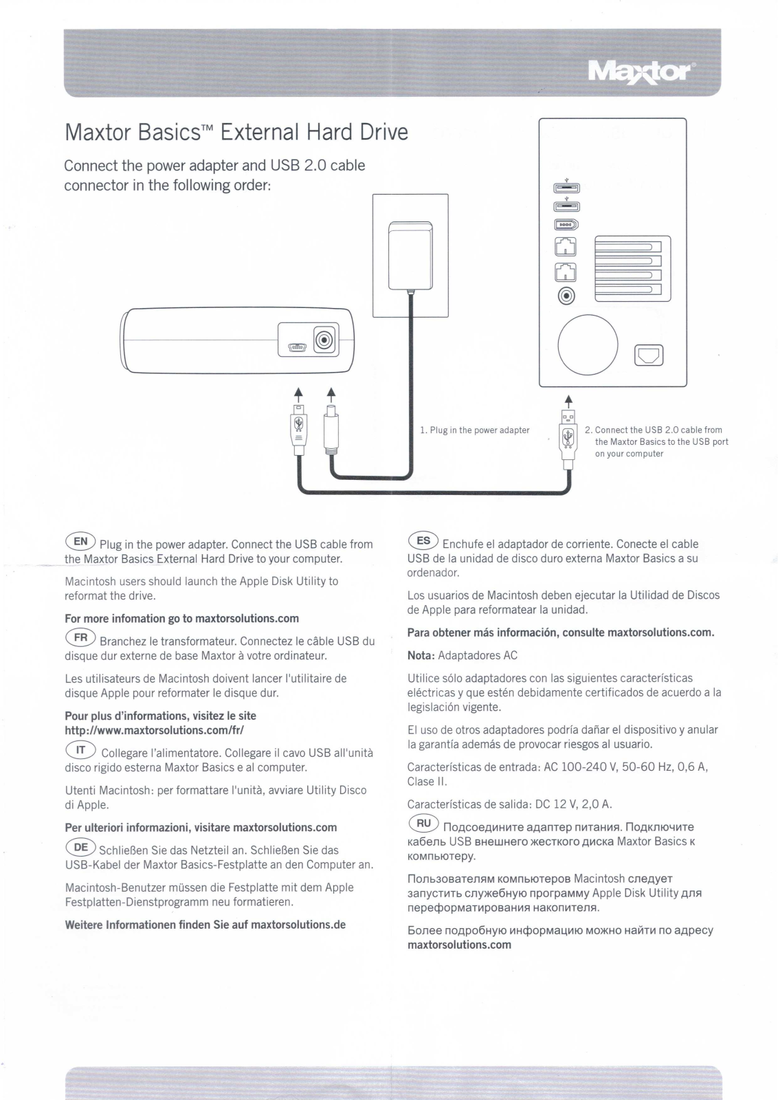 MAXTOR BASICS EXTERNAL DESKTOP HARD DIVE 1TB User Manual