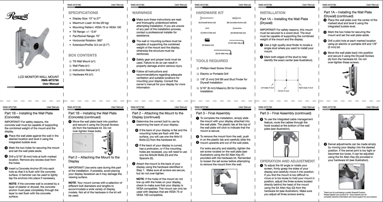 Rosewill RMS-MT2790 User Manual