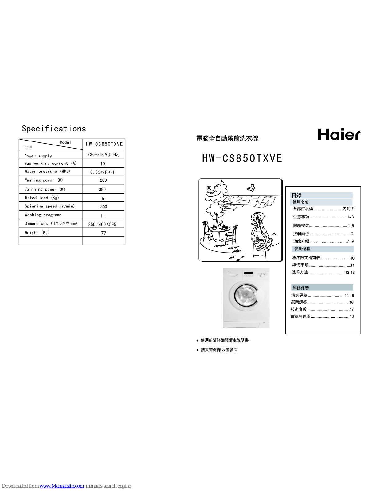 Haier HW-CS850TXVE User Manual