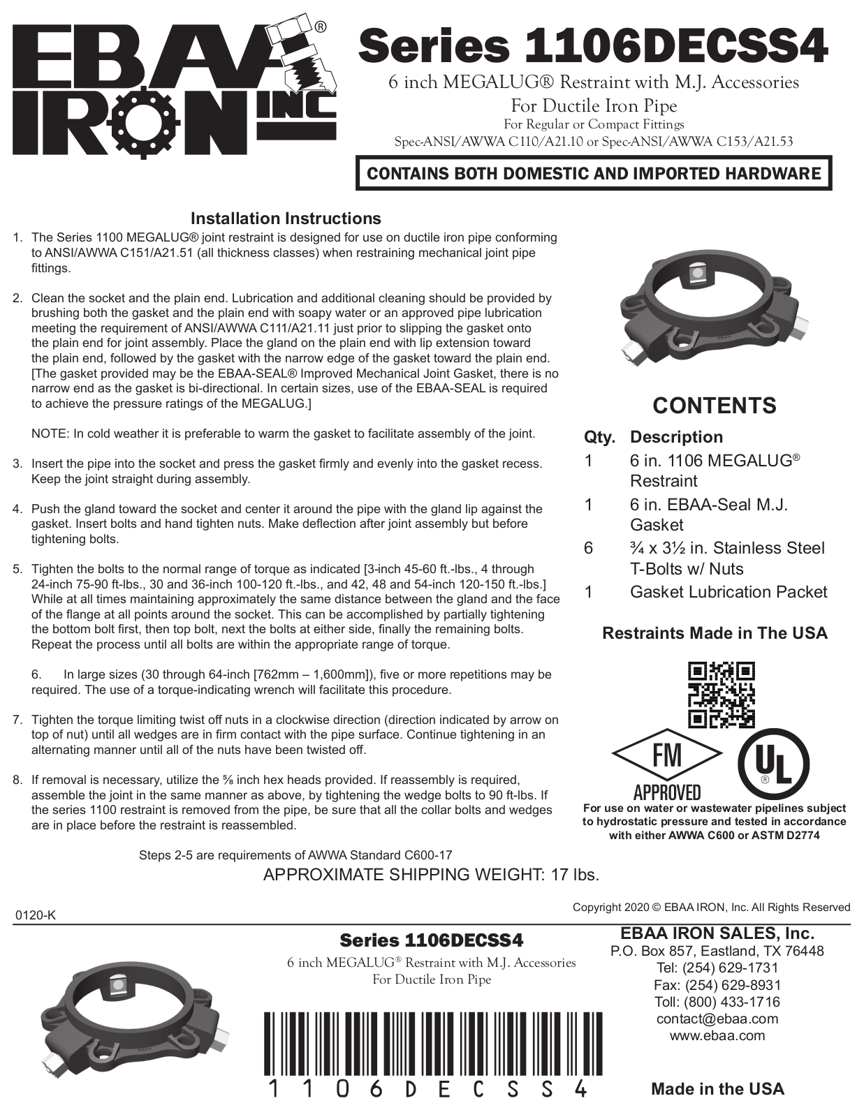 EBAA Iron 1106DECSS4 Installation Manual