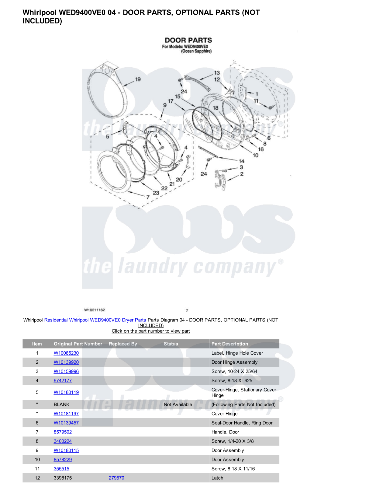 Whirlpool WED9400VE0 Parts Diagram