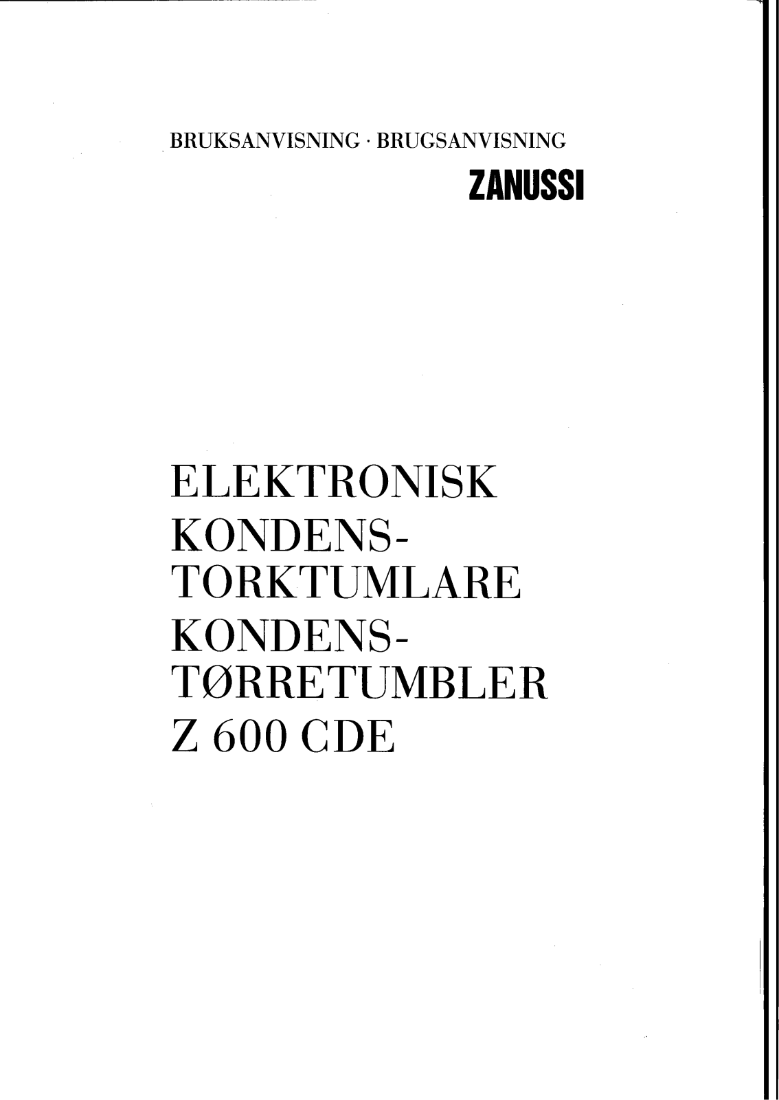 Zanussi Z600CDE User Manual