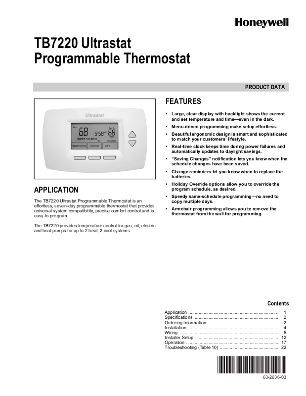 Honeywell Tb7220 User Manual 7902