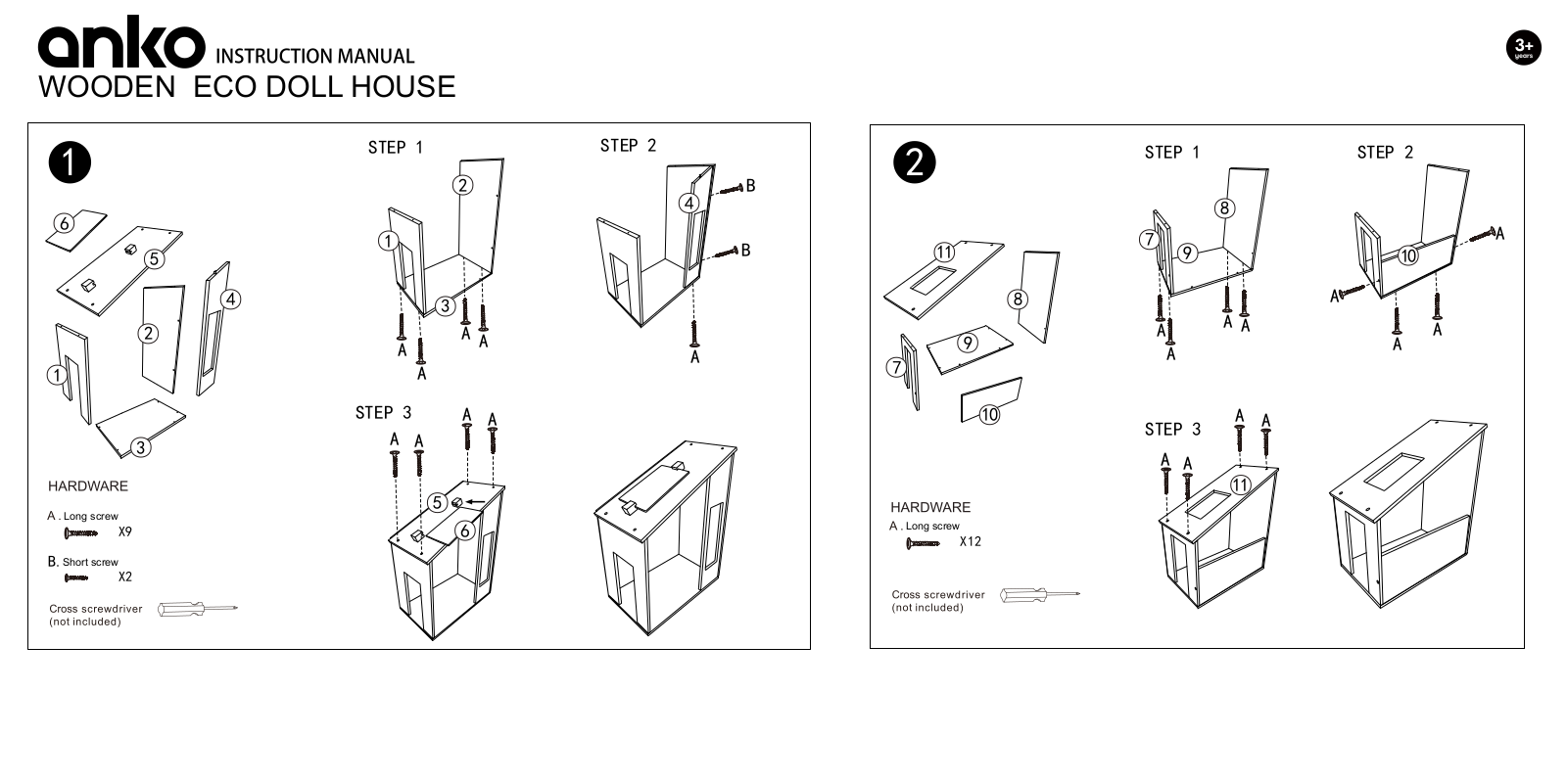 Anko WOODEN ECO DOLL HOUSE Instruction Manual