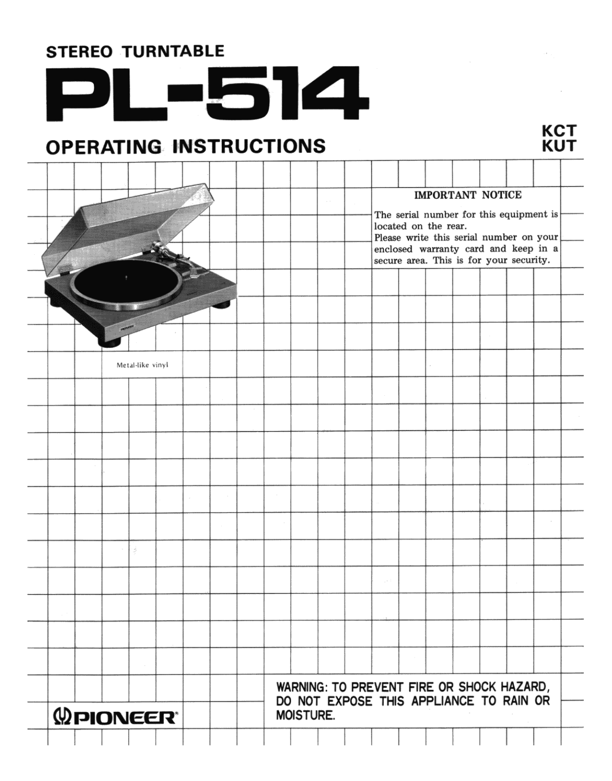 Pioneer PL-514 Owners manual