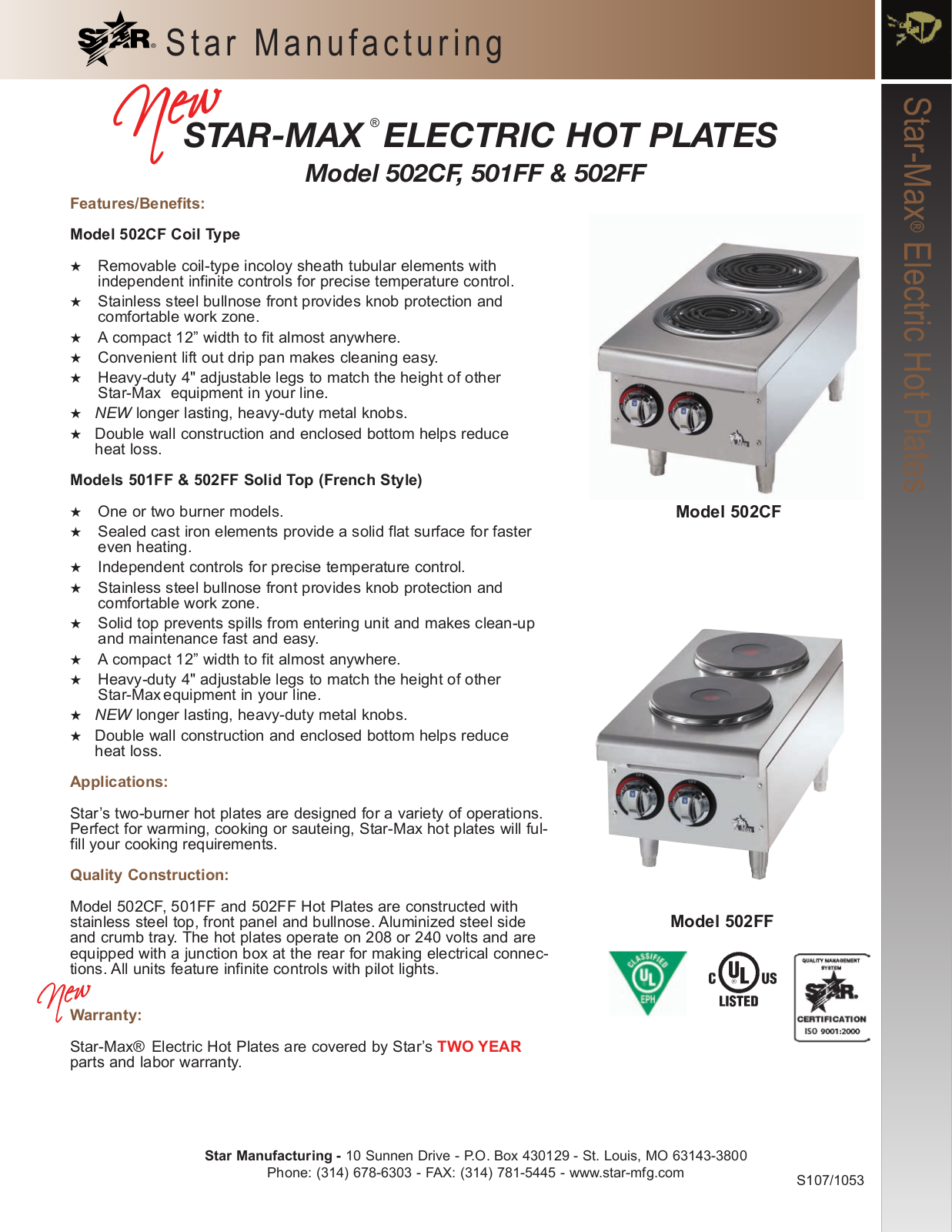 Star Manufacturing 501FF User Manual