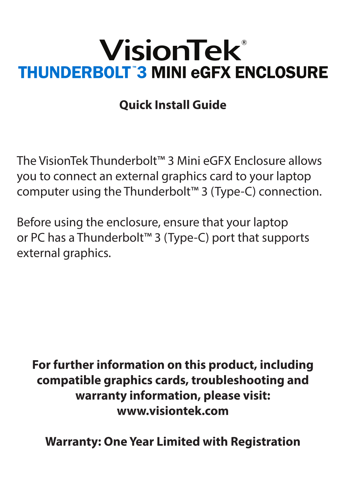 Visiontek Thunderbolt 3 User Manual