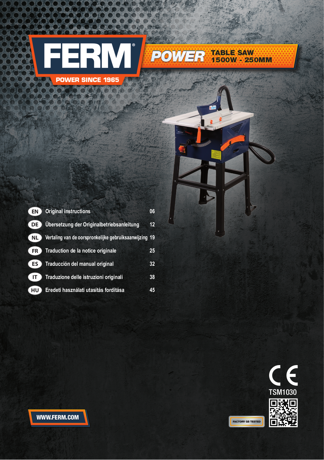 Ferm TSM1030 User guide