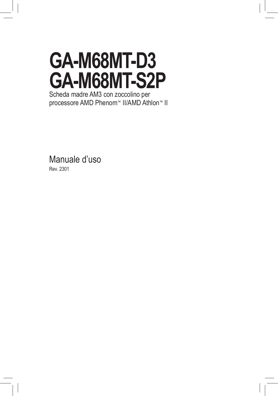 Gigabyte GA-M68MT-S2P, GA-M68MT-D3 User Manual