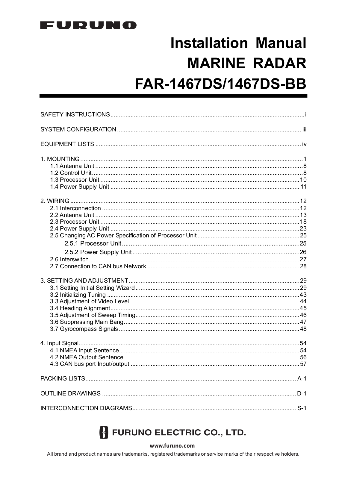 Furuno USA 9ZWRTR110 install manual