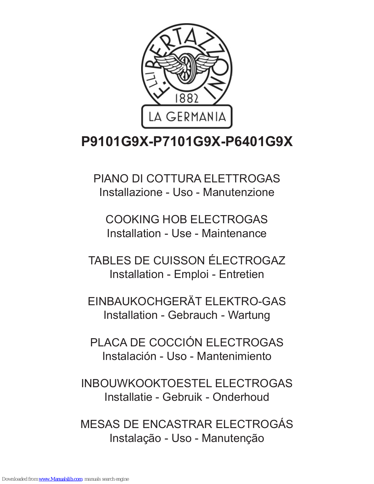 Bertazzoni P9101G9X, P6401G9X, P7101G9X Installation - User - Maintenance Manual