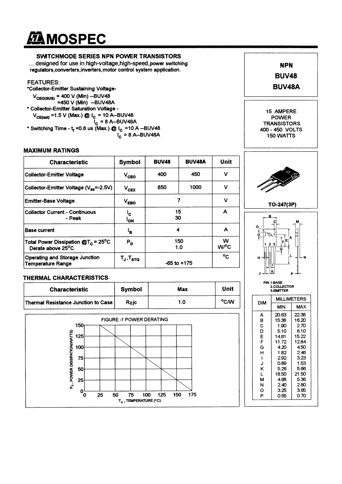 MOSPEC BUV48, BUV48A Datasheet